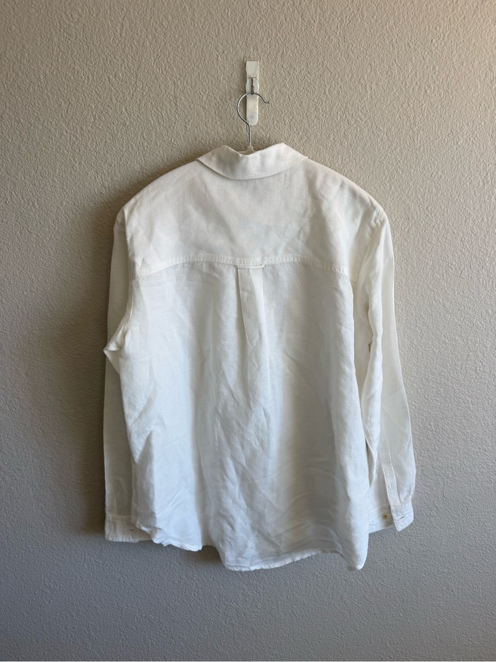 Pilcro Anthropologie White Tuxedo Button Down Shirt Ruffles Linen Blend Small - Picture 8 of 9